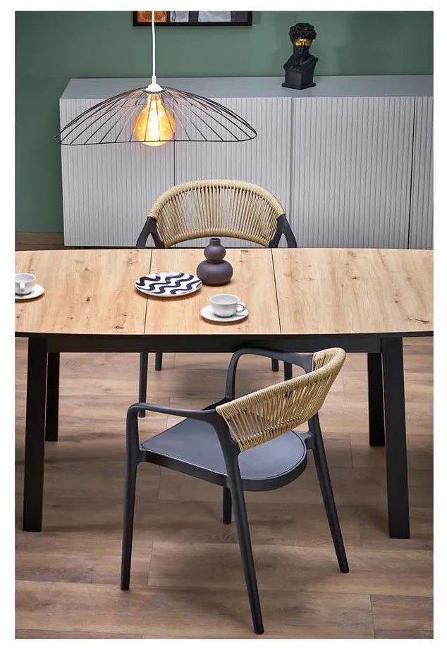 Hank étkezőasztal, artisan tölgy / fekete
