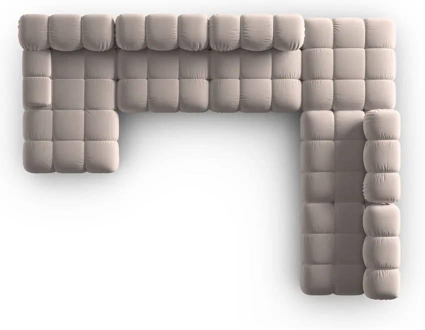 Világosbarna bársony moduláris sarokkanapé (jobb oldali-U alakú) Bellis – Micadoni