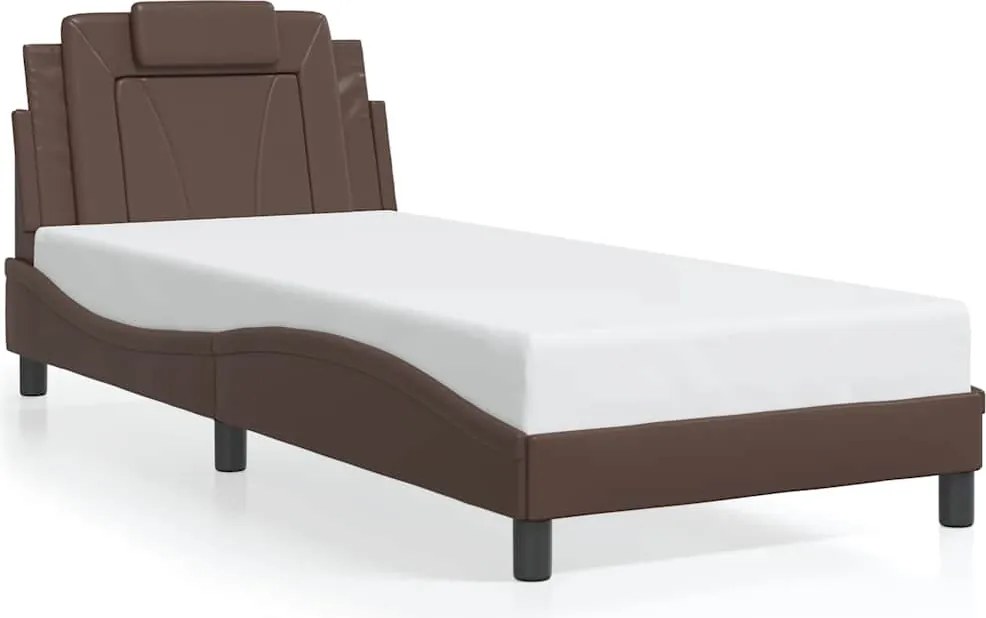 vidaXL barna műbőr ágykeret Viana matrac nélkül 90 x 200 cm