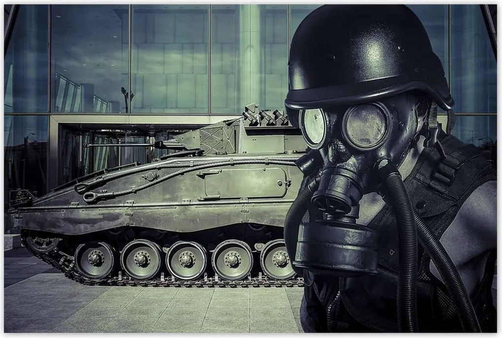 Poszterek 120x80 Az ember gázmaszkkal