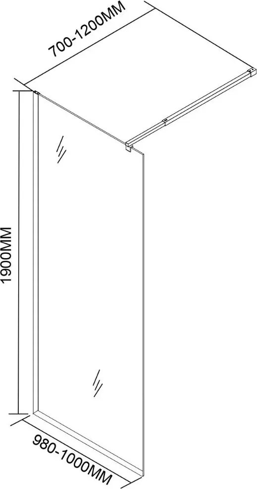 River walk in zuhanyfal 100x190 cm