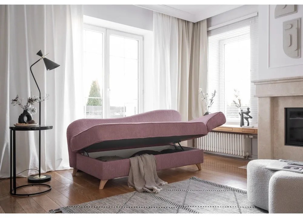Törtrózsaszín kordbársony heverő (jobb oldali) Chic Charlotte – Miuform