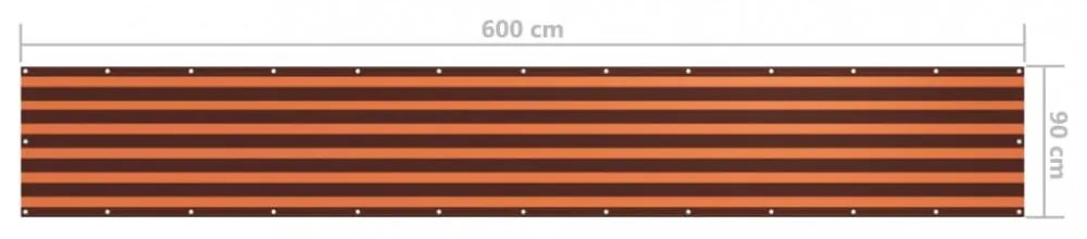narancssárga-barna oxford-szövet erkélyparaván 90 x 600 cm
