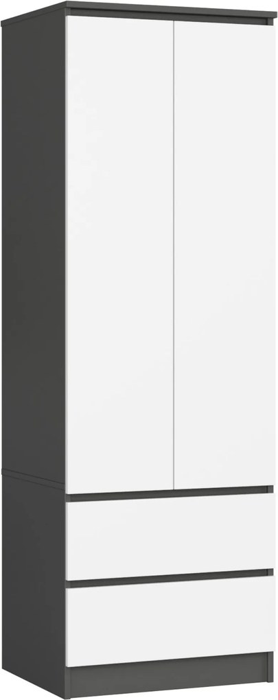 Star Szekrény S60 2D 2DB Pk Grafit Szürke Fehér Akd