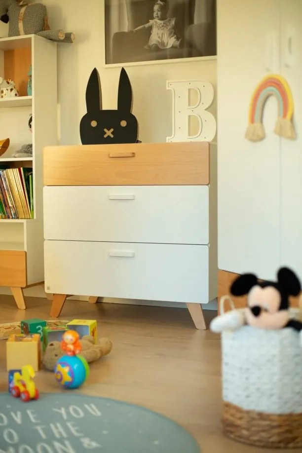 Gyerek komód fehér /bükk HOPPA