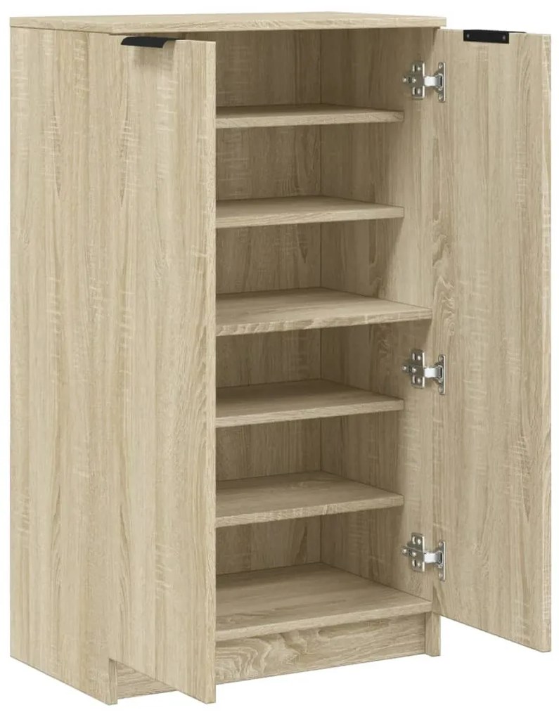 sonoma-tölgyszínű szerelt fa cipősszekrény 59 x 35 x 100,5 cm