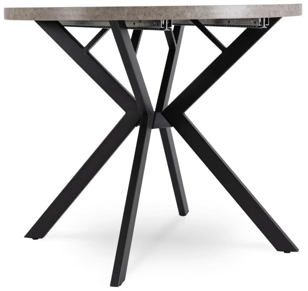 Bővíthető Étkezőasztal Beton/Fekete Színben. LUGO 90-190 cm