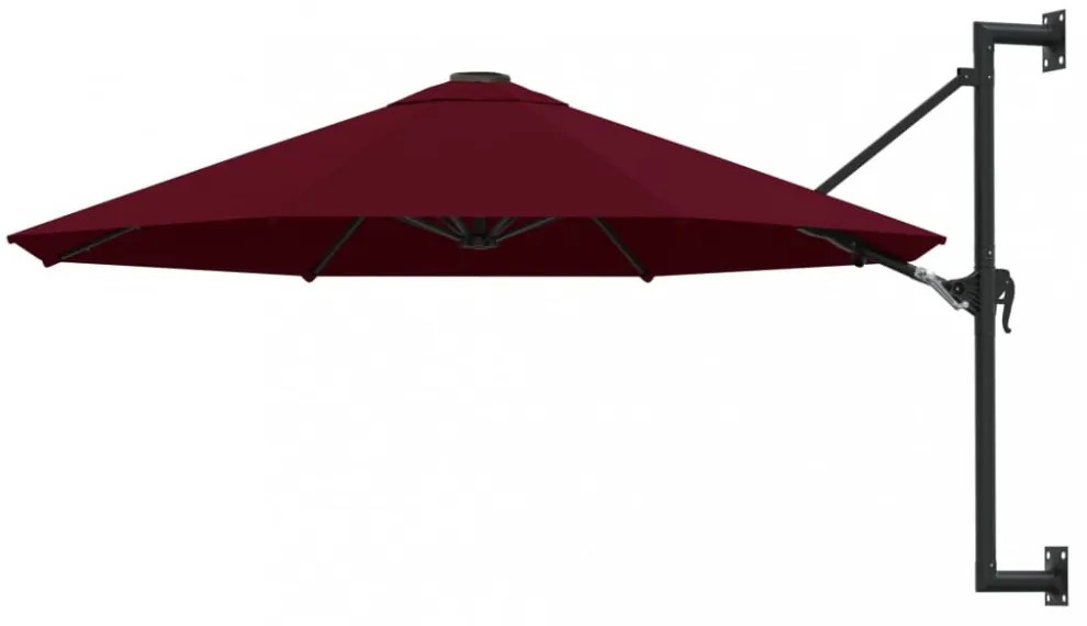burgundi vörös falra szerelhető napernyő fémrúddal 300 cm
