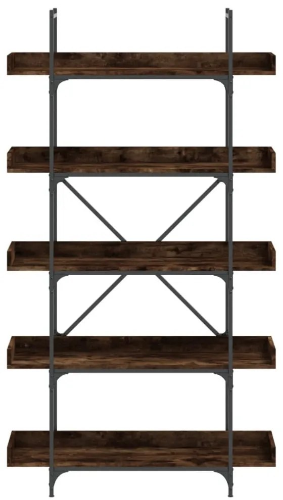 5-szintes füstös tölgy szerelt fa könyvespolc 100x33x180,5 cm