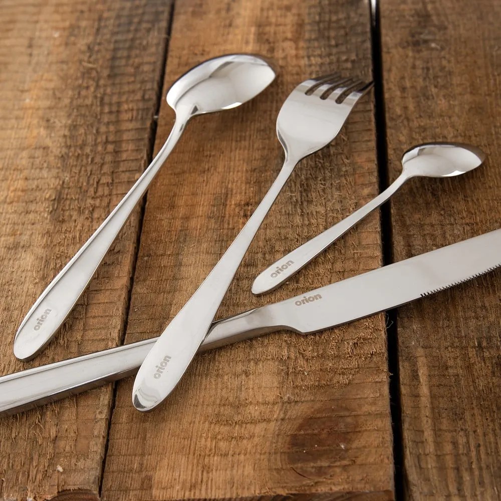 Ezüstszínű rozsdamentes acél evőeszköz készlet 24 db-os Mirror – Orion