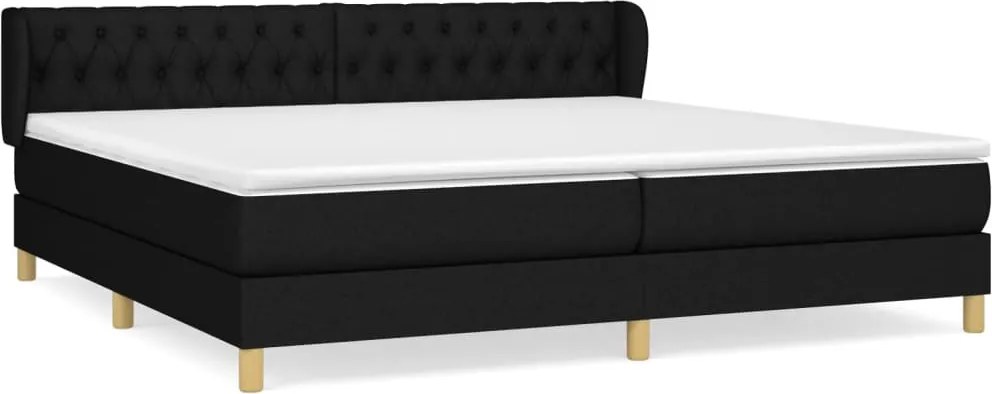 vidaXL fekete szövet rugós ágy matraccal 200 x 200 cm