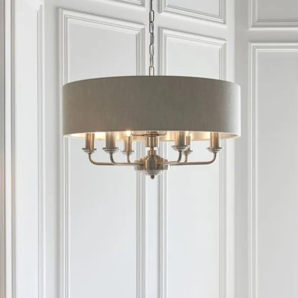 ENDON 94357 HIGHCLERE Ernyős Függesztett Lámpa Króm, Természetes Vászon E14 IP20