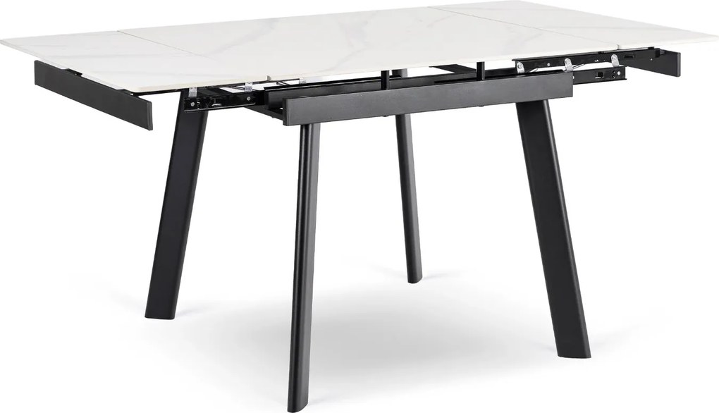 Stół LARES Ceramiczny Rozkładany 90-150 cm Biały Marmur/Czarny