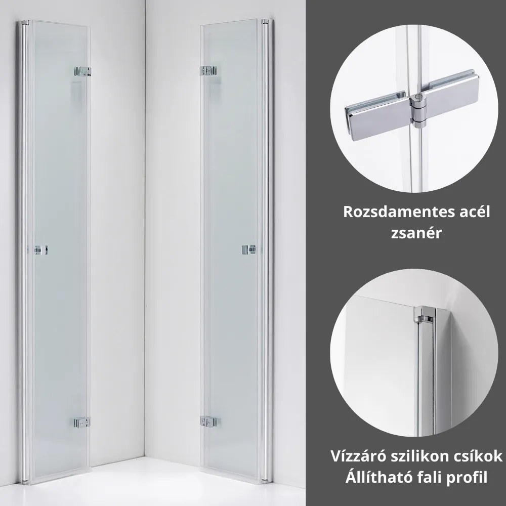 Stuxi Verona Duo 90x90 cm szögletes két csuklóajtós zuhanykabin, 6 mm vízlepergető üveggel, króm