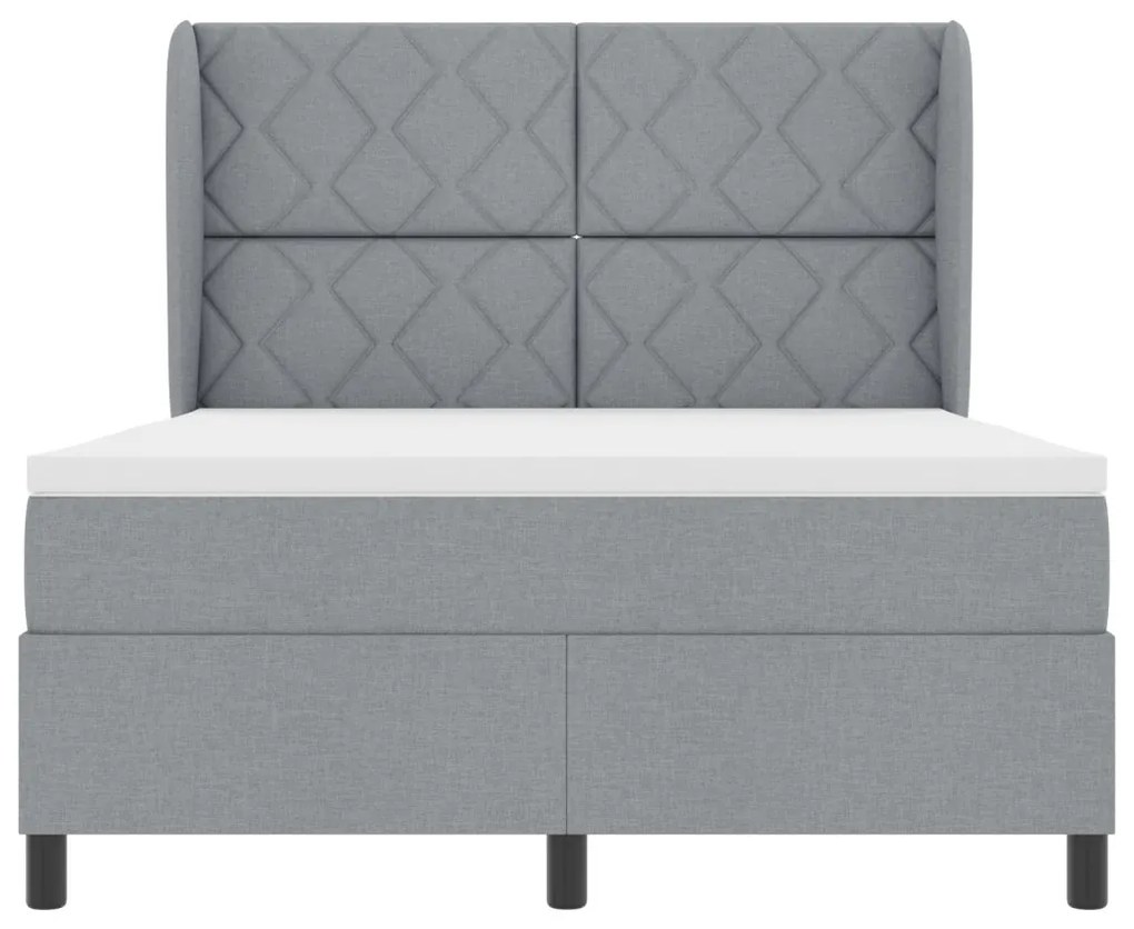 Boxspring Ágy Matracra - Világosszürke, 140x200 cm, Kárpit