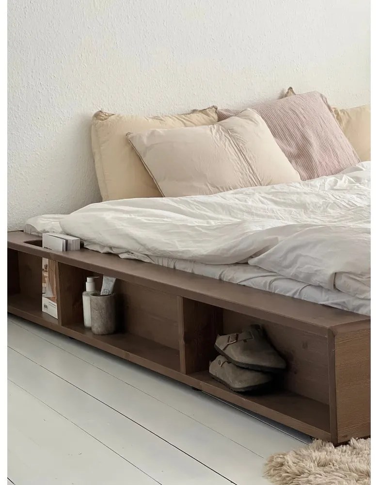 Barna borovi fenyő franciaágy ágyráccsal 140x200 cm Ziggy – Karup Design