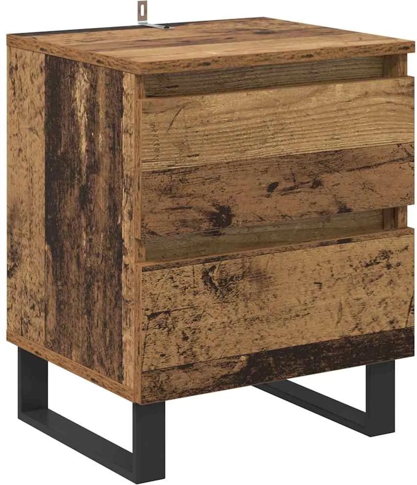 vidaXL Éjjeliszekrény fiókkal Öreg fa 40 x 35 x 50 cm Faanyag