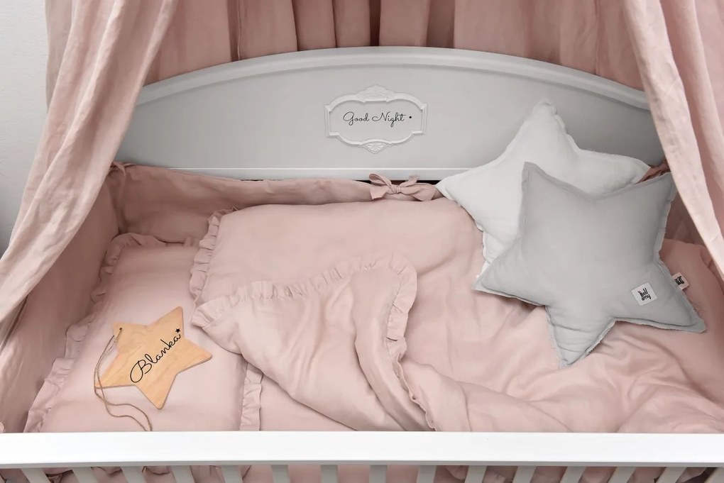Len ágyneműhuzat babaágyhoz DUSTY PINK, méret M