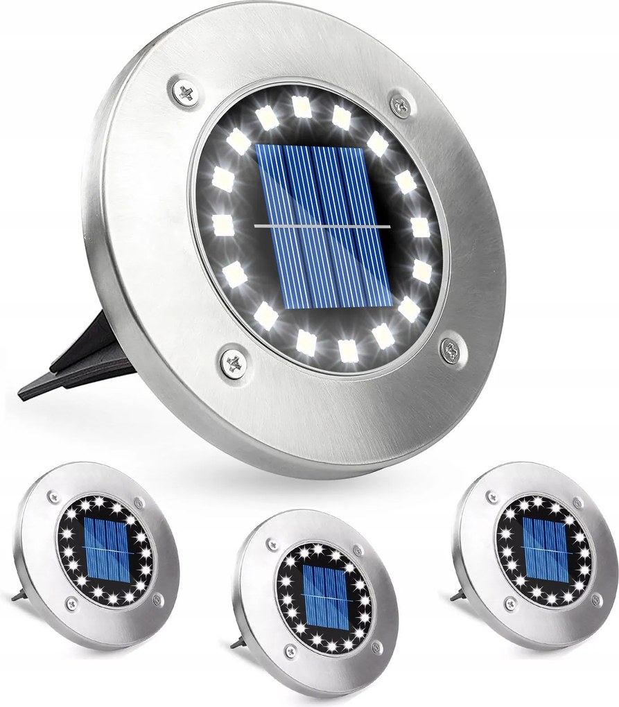 4x Kerti Lámpa Napelemes Lépcső Lámpa Led Hideg Beszúrható Lapos