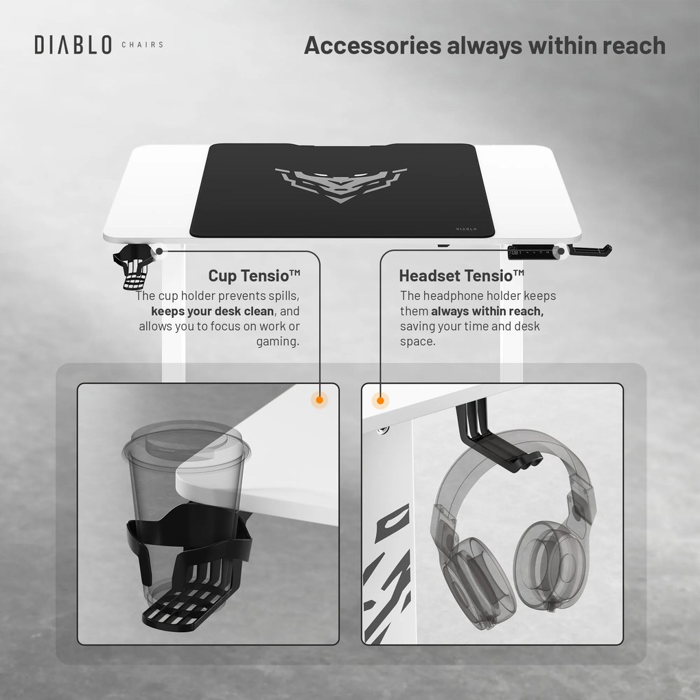 Diablo X-Tensio 1100 állítható magasságú íróasztal fehér