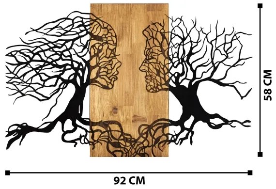 Fali dekoráció 58x92 cm Életfa fa/fém kivitelben
