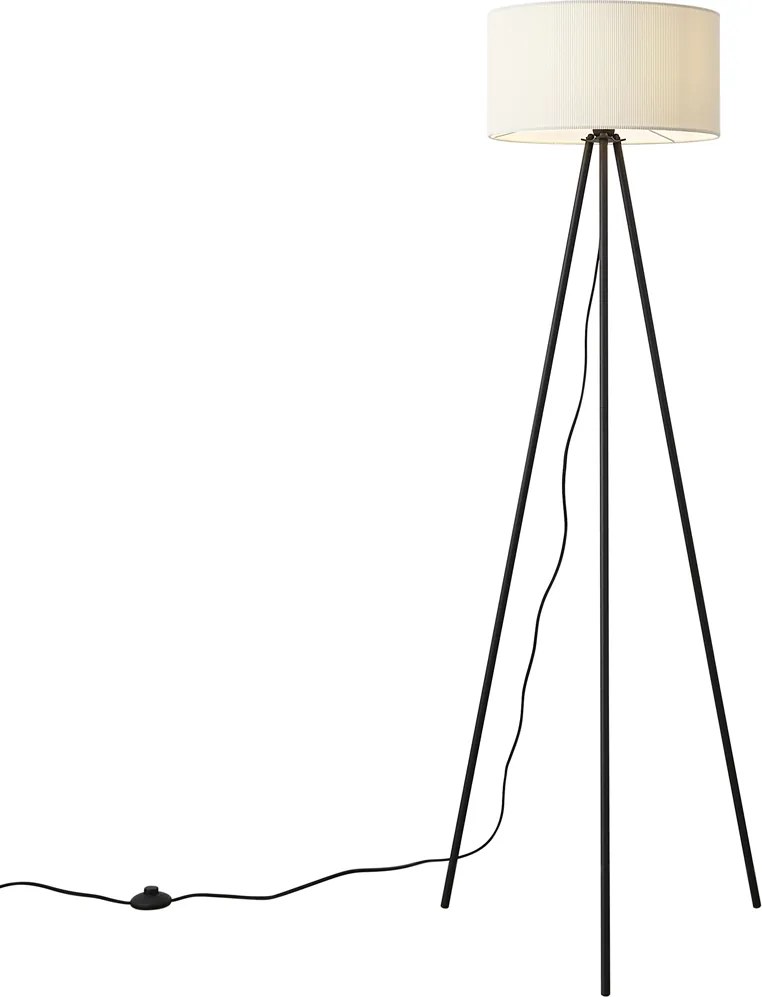 Modern, háromlábú állólámpa fehér bársonyernyővel - Luz