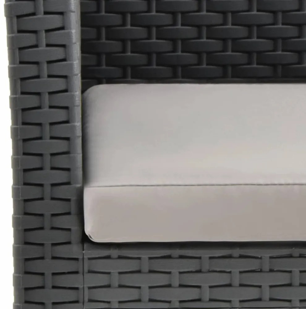 antracitszürke rattan kerti szék párnával 63 x 65 x 76 cm PP rattan