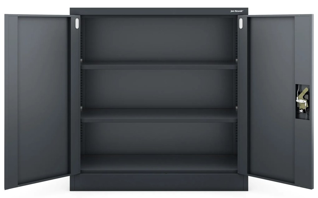 Alacsony fém irattartó szekrény BEATA, 900 x 930 x 400 mm, antracit