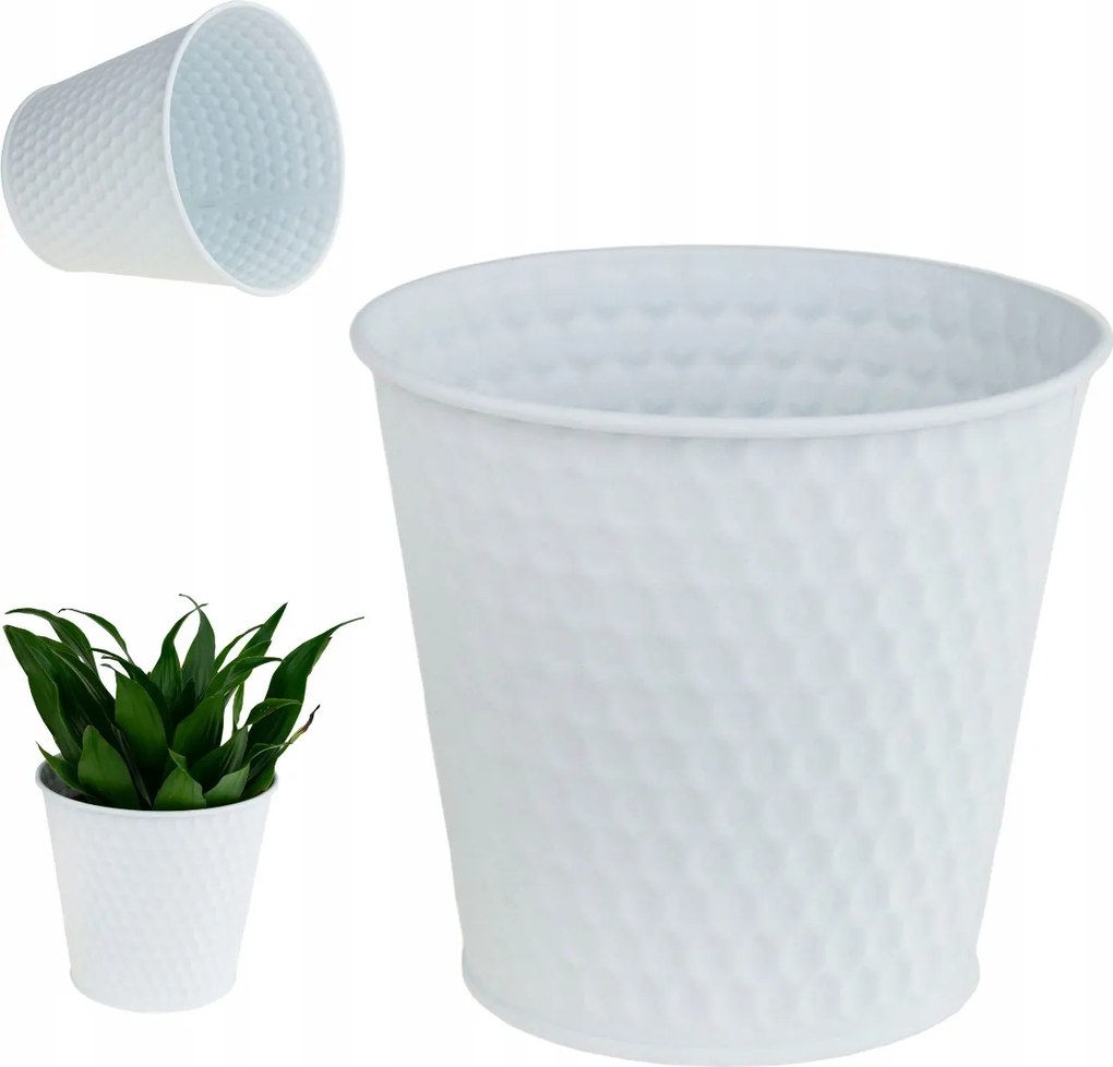 Virágtartó Fedél Fém Virágtartó Fehér 14CM Erkélyre