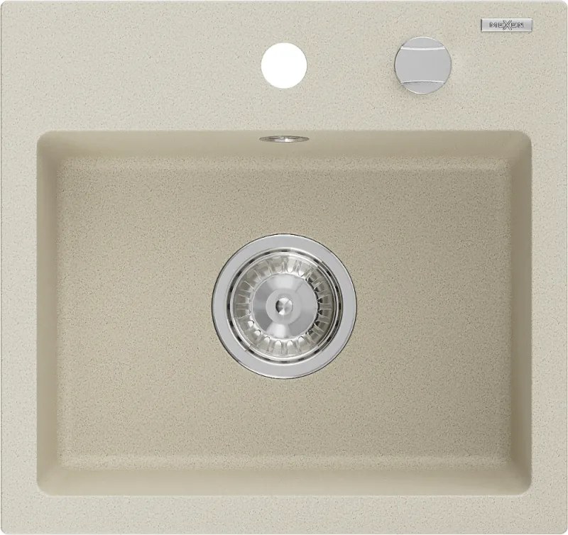 Mexen Milo - gránit mosogató 43,5x41,0 cm, 1 kamrás, bézs, 6505441000-69