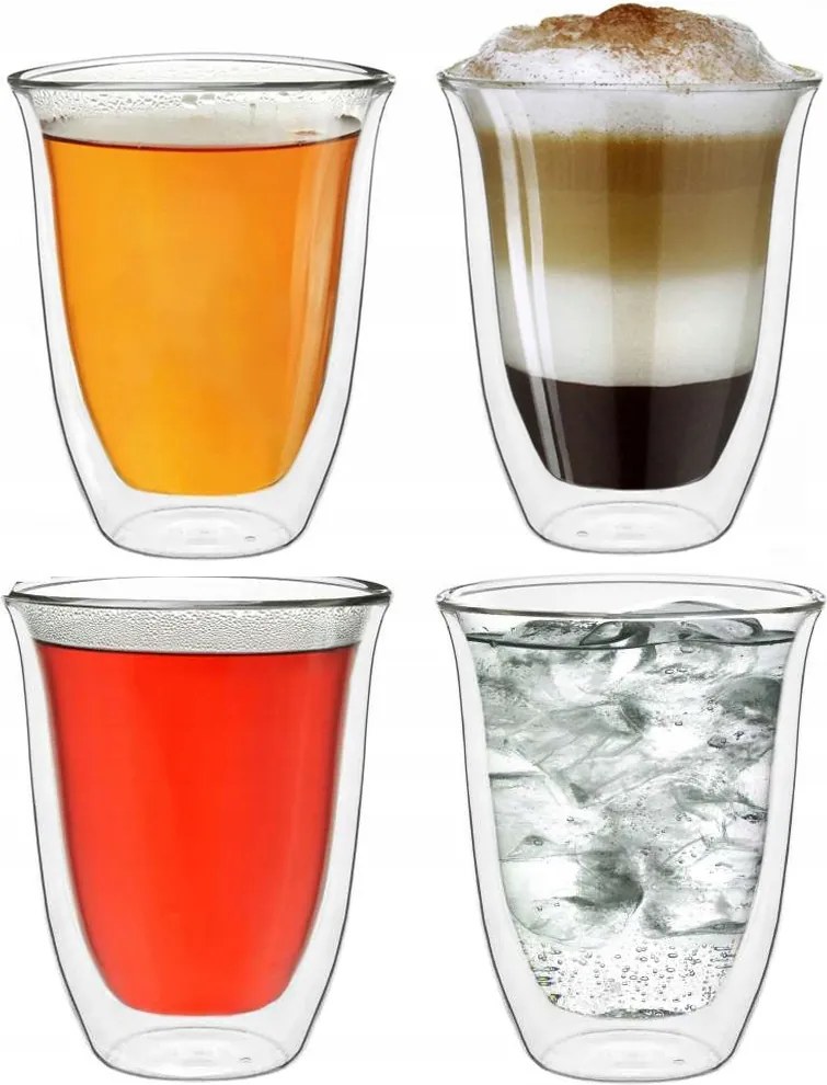 Lux Márkás 4x Pohár Dupla Falú Hőfújt Üveg 250ml Cr