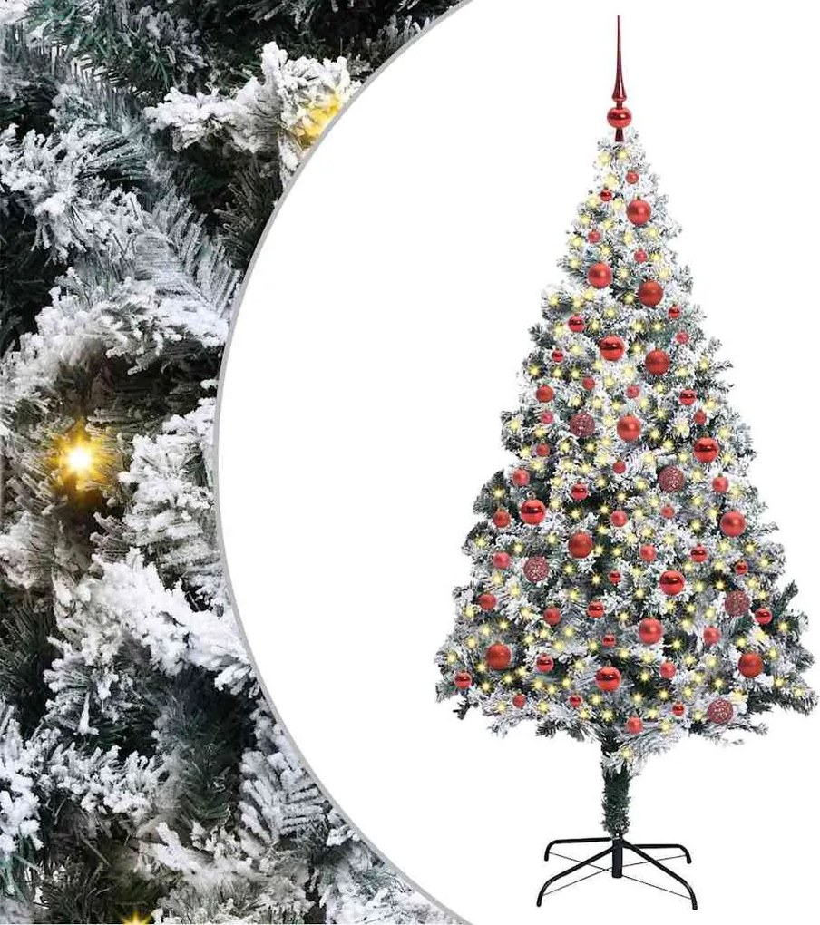 vidaXL Mű karácsonyfa 300 LED-del Fehér 180 cm PVC és Acél és Műanyag