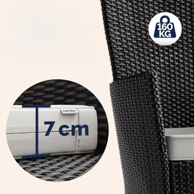 Casaria® Berlin WPC 1+8 polyrattan kerti bútor szett - fekete
