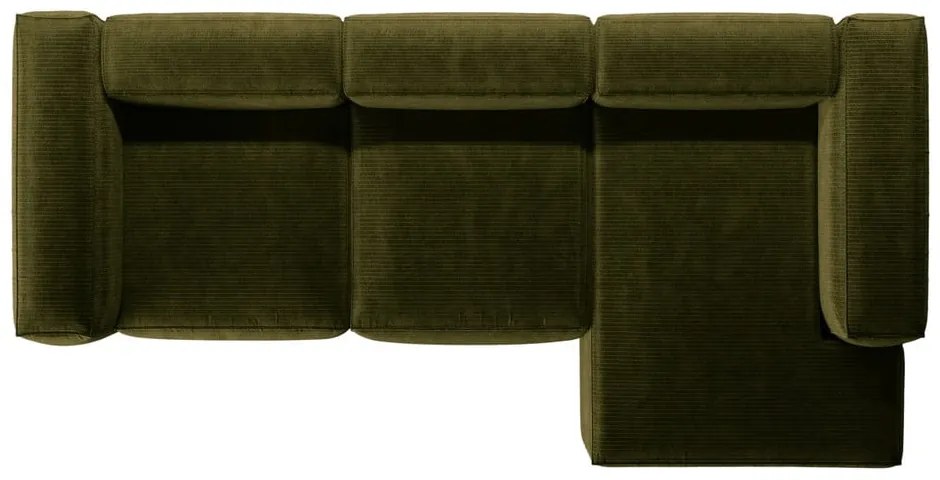 Zöld kordbársony sarokkanapé (jobb oldali-heverő résszel) Bergamo – Cosmopolitan Design