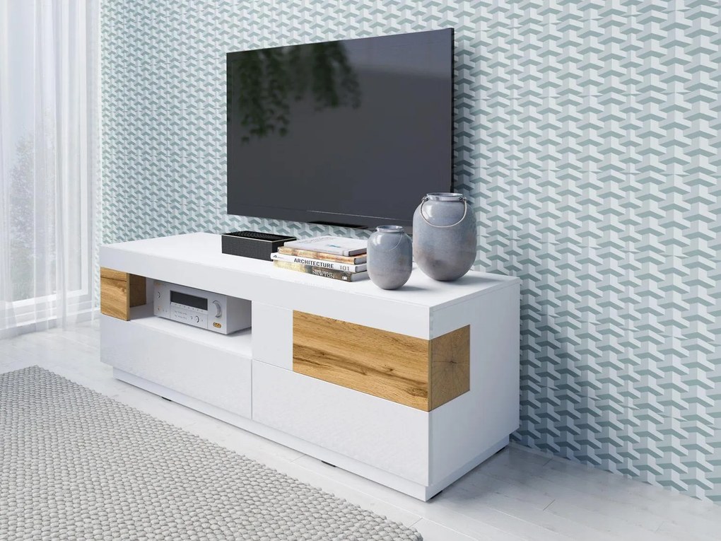 TV asztal Stacey Typ 41 (tölgy + magasfényű fehér). 1030467