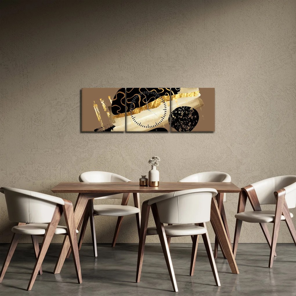 Kép - Absztrakció aranybarna N⁰3 (órával) (90x30 cm)