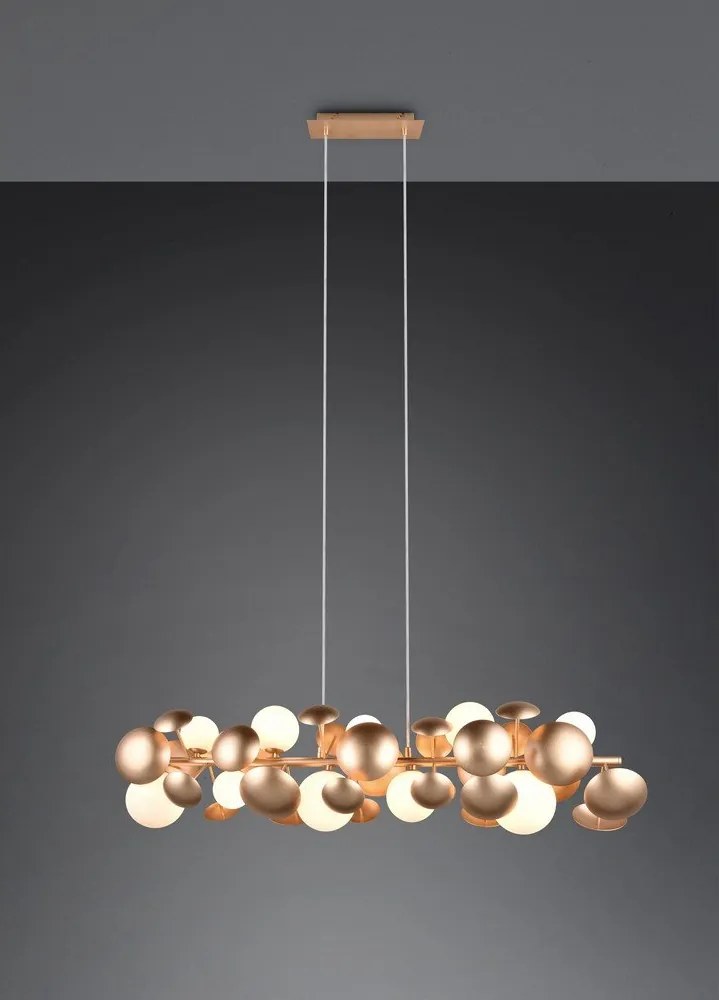 Fehér-aranyszínű függőlámpa üveg búrával Bubble – Trio Select