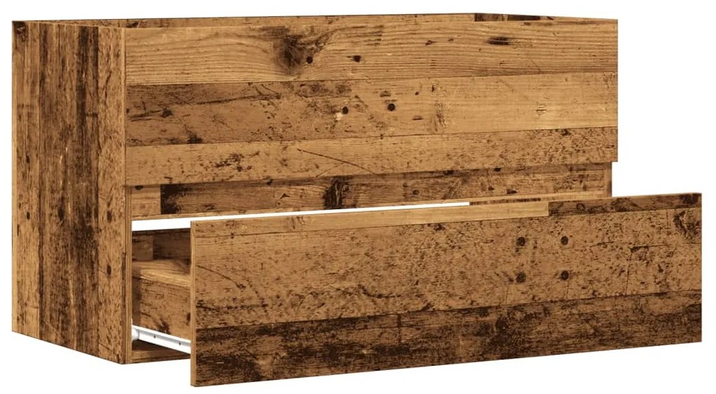 antik fa színű szerelt fa függő fürdőszobaszekrény 80x38,5x45cm