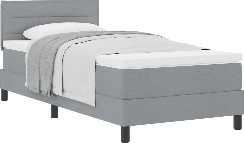 vidaXL Boxrugós ágy matracmal Világosszürke 90 x 190 cm szövet