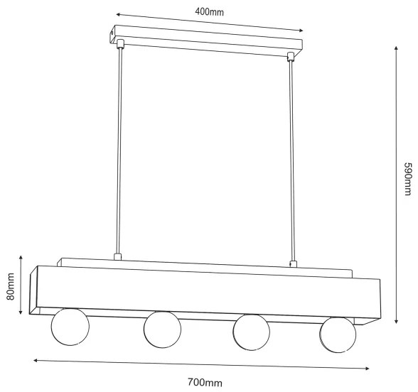 Csillár zsinóron MILUZA 4xE27/15W/230V
