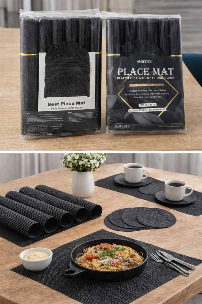 Wotek asztali alátét szett 6 db 30x45 cm-es matt 6 db csúszásgátló alátét