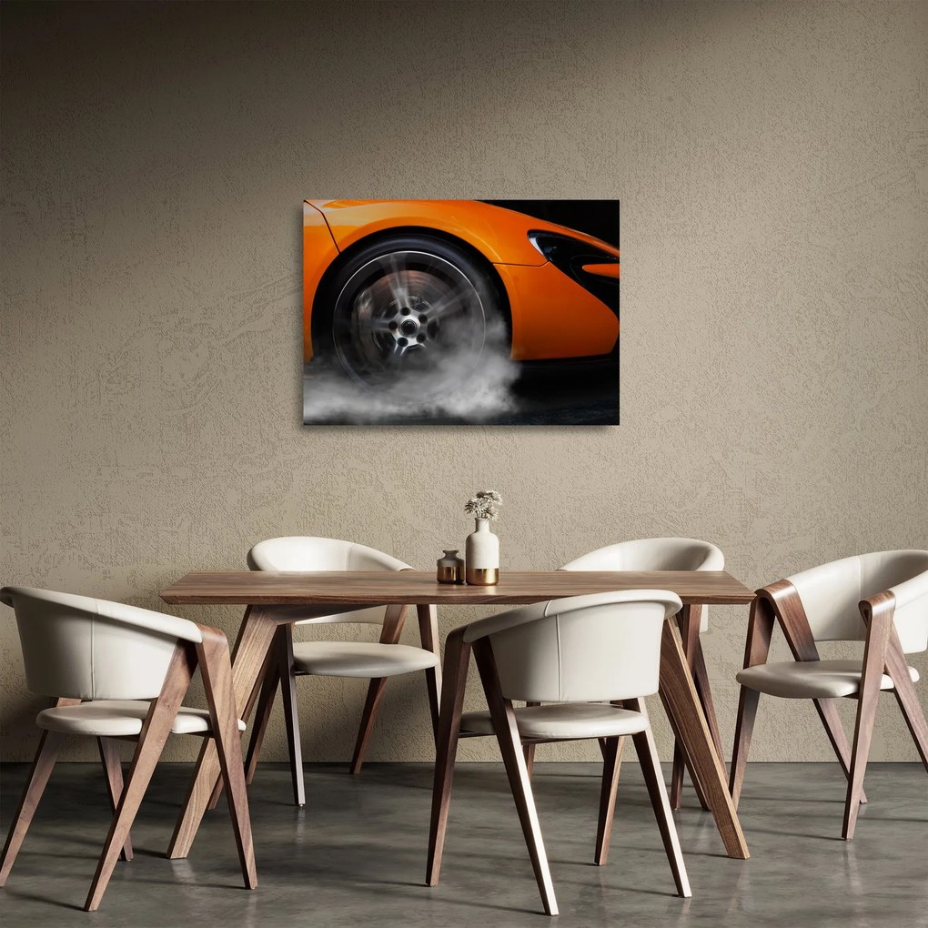 Üveg kép - Narancssárga sportautó (70x50 cm)