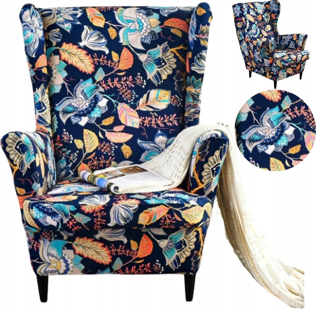 Huzat Fotel Uszak Színes Virágok Levelek Minták Rugalmas Huzat