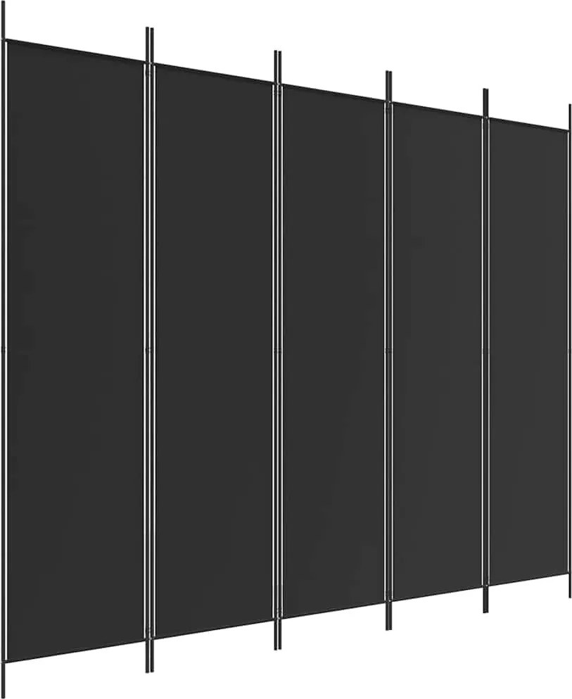vidaXL 5 paneles fekete szövet térelválasztó 250x200 cm