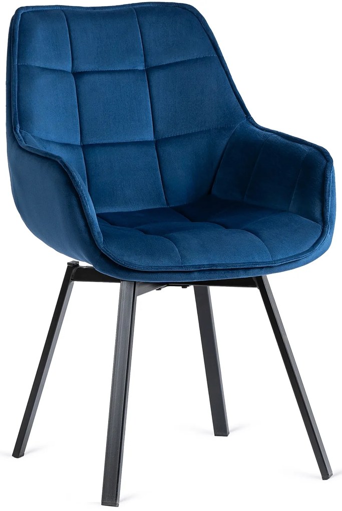 Forgó étkezőszék LUNA sötétkék bársony