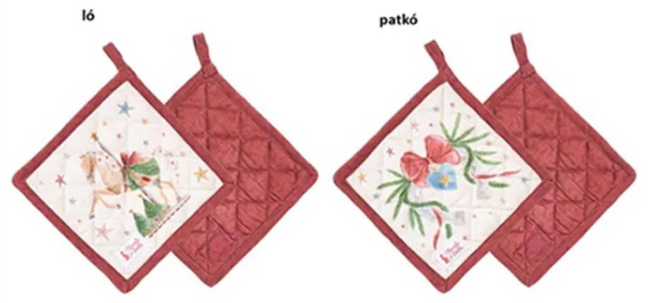 Karácsonyi Edényalátét 18x18 cm pamut két féle / patkó