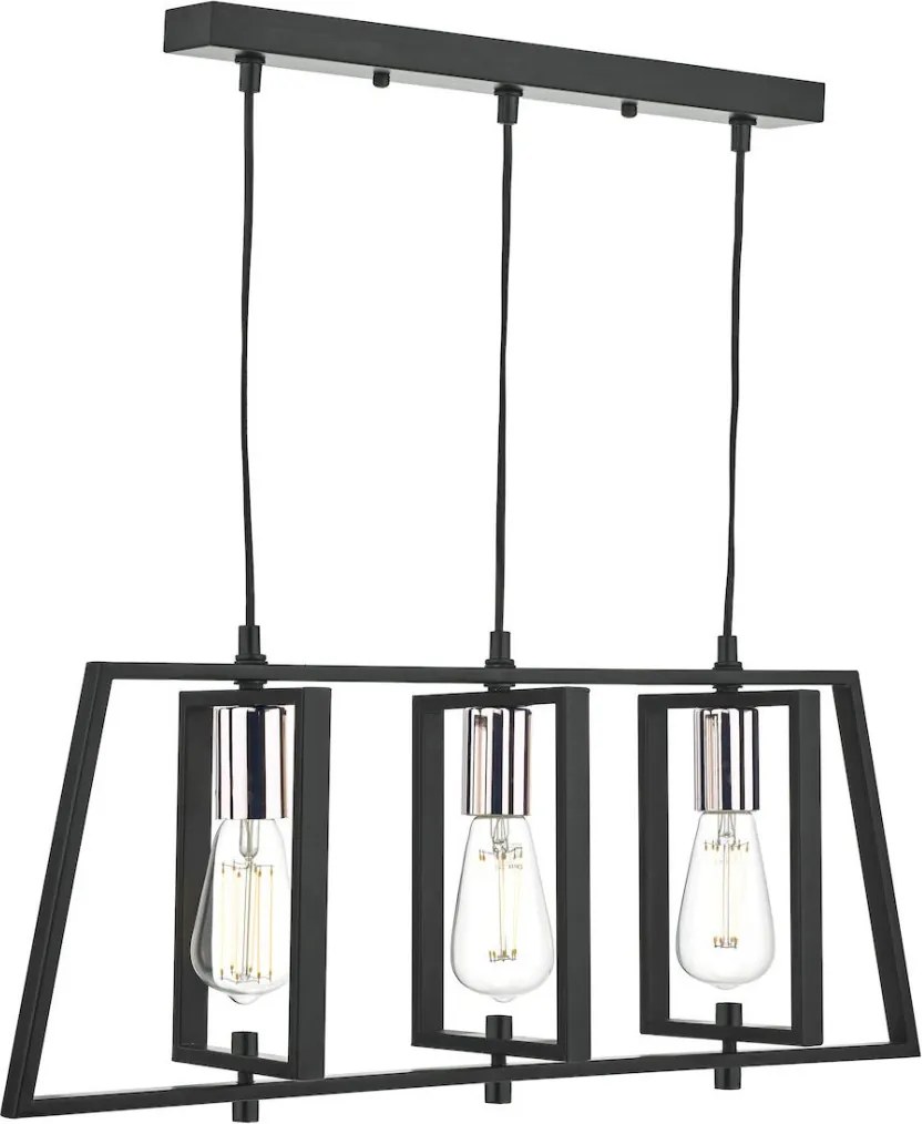 DAR LIGHTING DAX0350 DAX Többágú Függesztett Lámpa Fekete, Csiszolt Króm E27 IP20