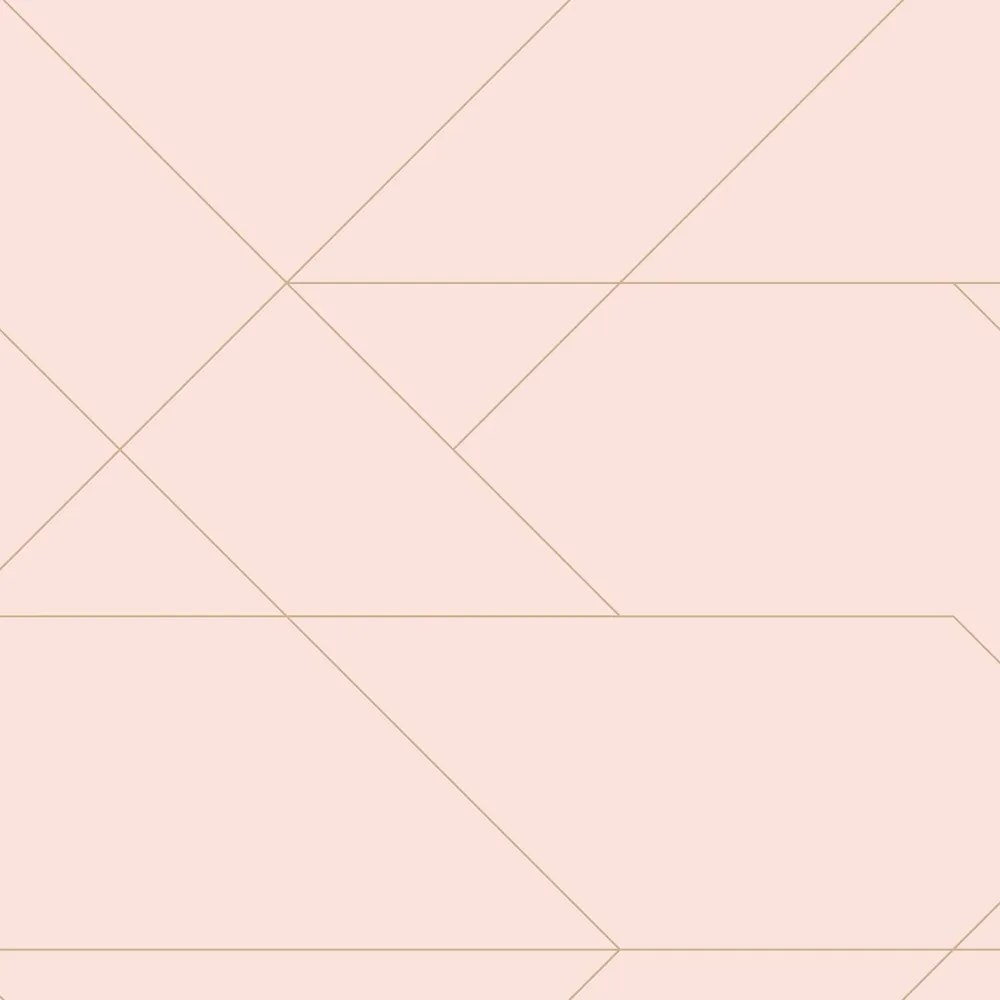 Világos Rózsaszín Geometrikus Tapéta Arany Vonal Minta