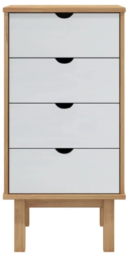 OTTA barna és fehér tömör fenyőfa fiókos szekrény 45x39x90 cm