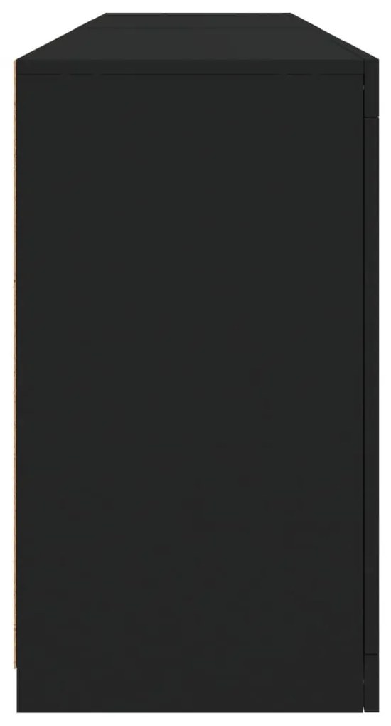 fekete tálalószekrény LED-világítással 164 x 37 x 67 cm
